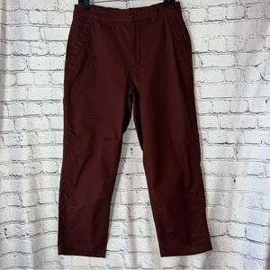Old Navy NWT OG High Rise Chino Ankle Pants Burgundy Color Relaxed Fit Medium
